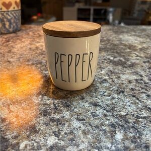 Rae Dunn Cream Pepper Canister with Wooden Lid